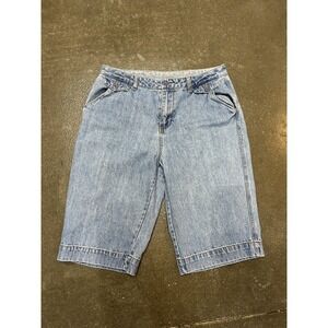 Vintage Bill Blass Shorts Womens 10 33W Denim Blue Bermuda Button Front Pockets